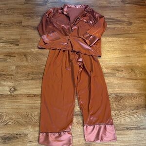 Girks Silky Rust Pajama Set